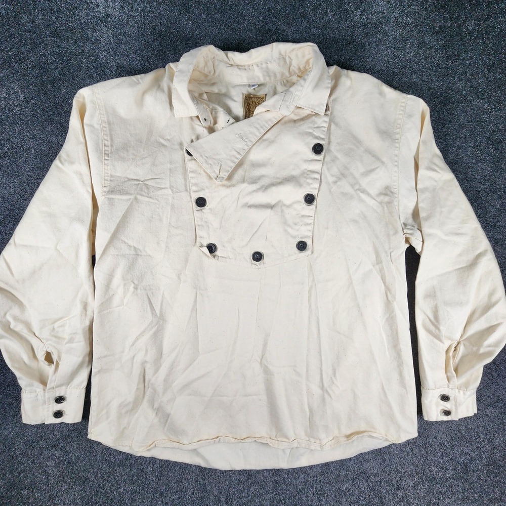 Wah Maker Bib Front Shirt Mens XL Cream Canvas Old West Reenactment USA